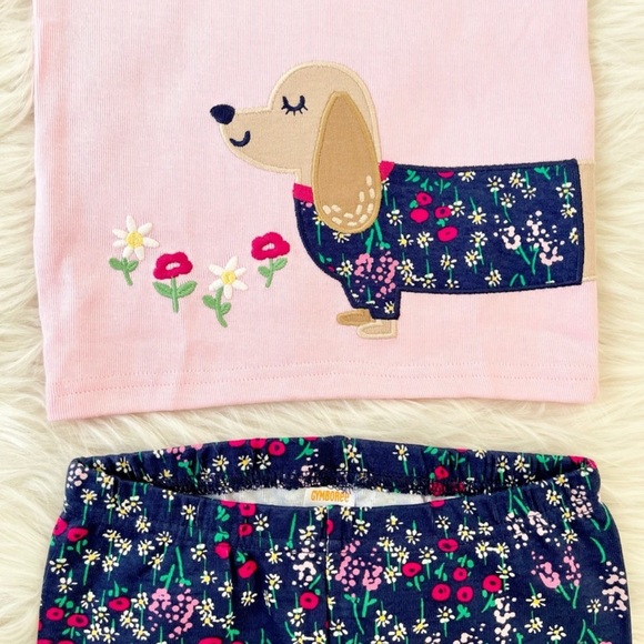 Gymboree Girls 2 Pajama Set Black/Pink Polka Dot Panda/Dog & Flowers NWT Size 4 - Picture 10 of 15